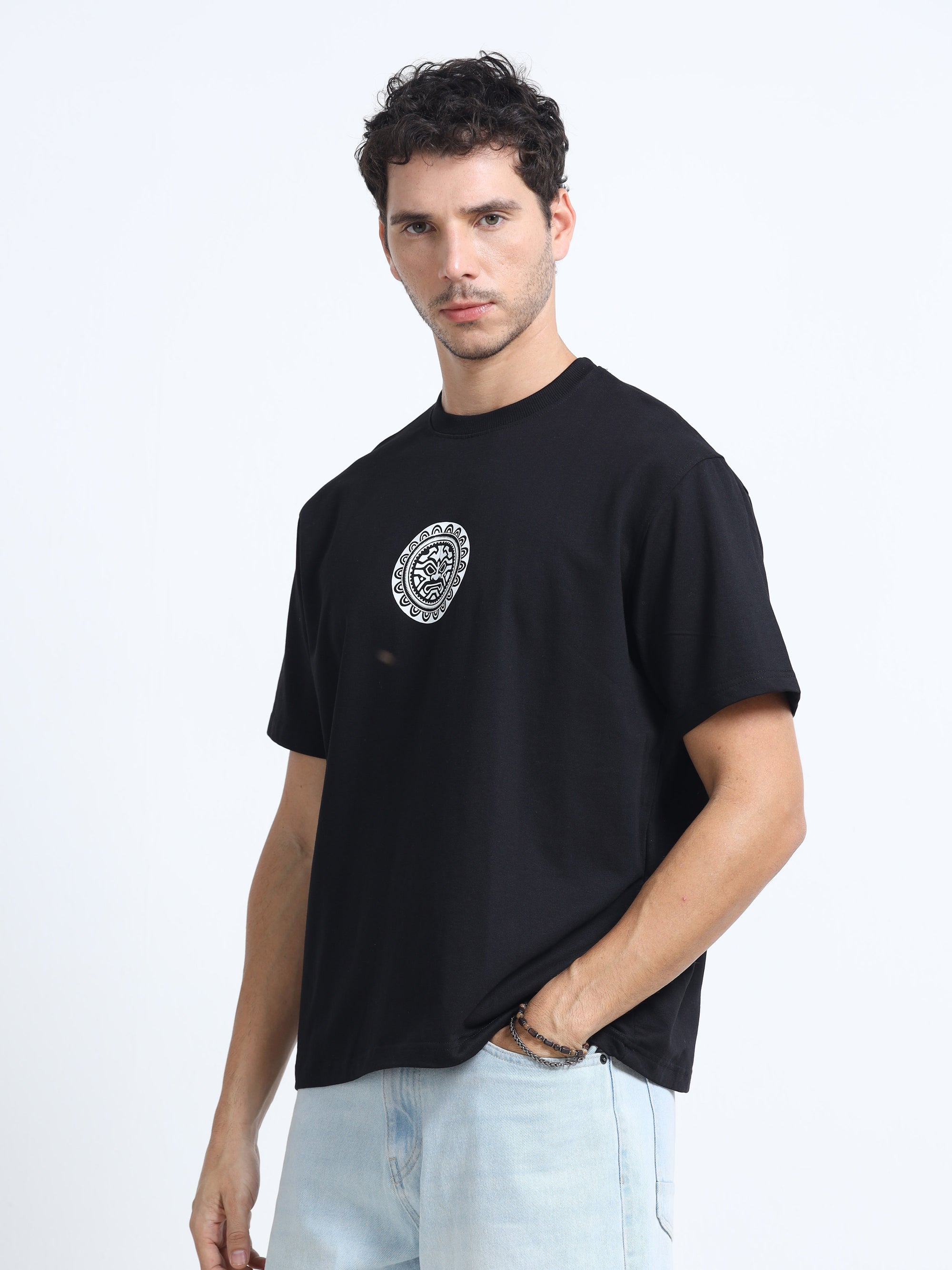 Black Oversized Bio Wash Terry