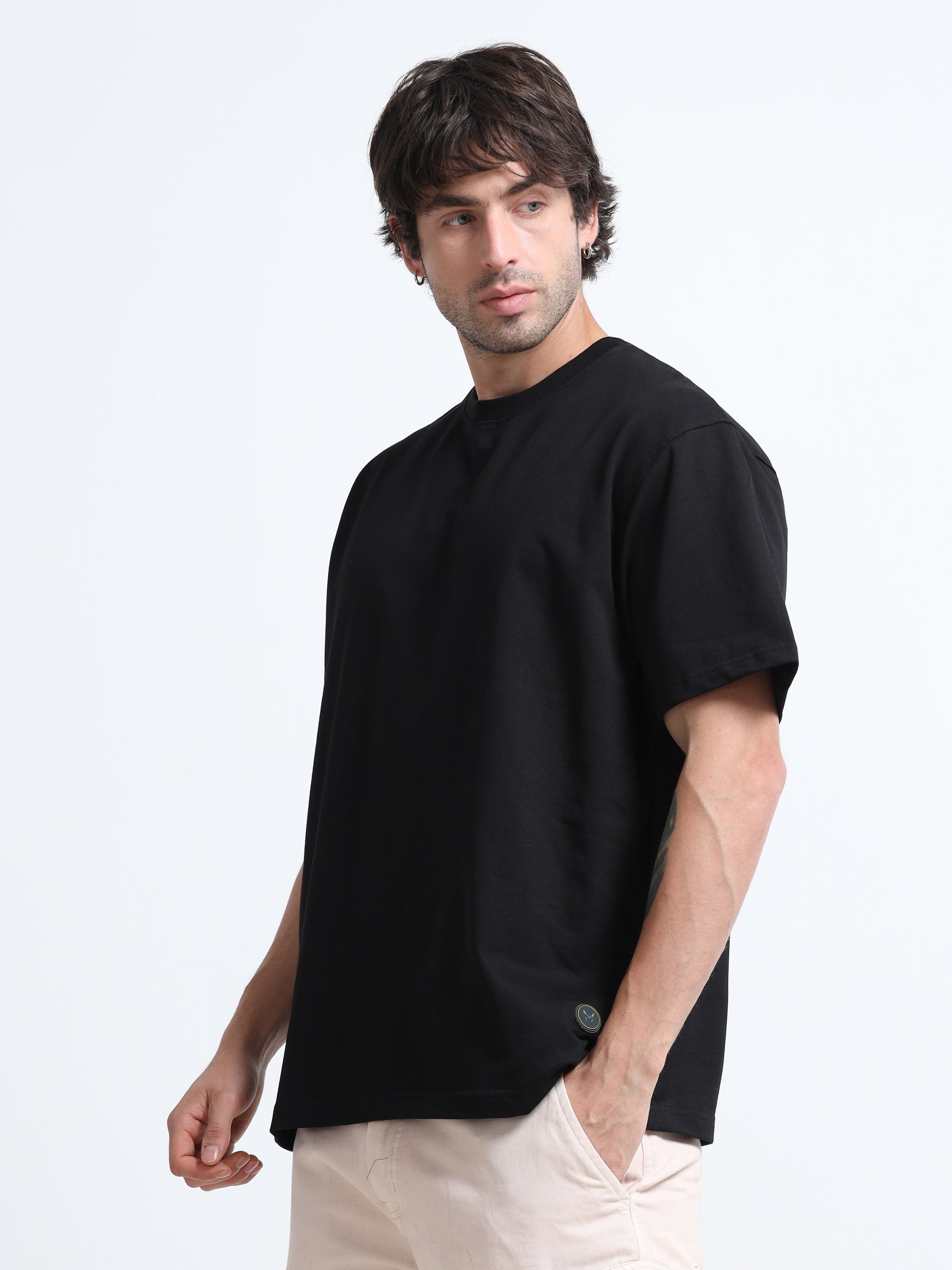 Black Oversized T-Shirt - 100% Cotton Bio Wash Terry