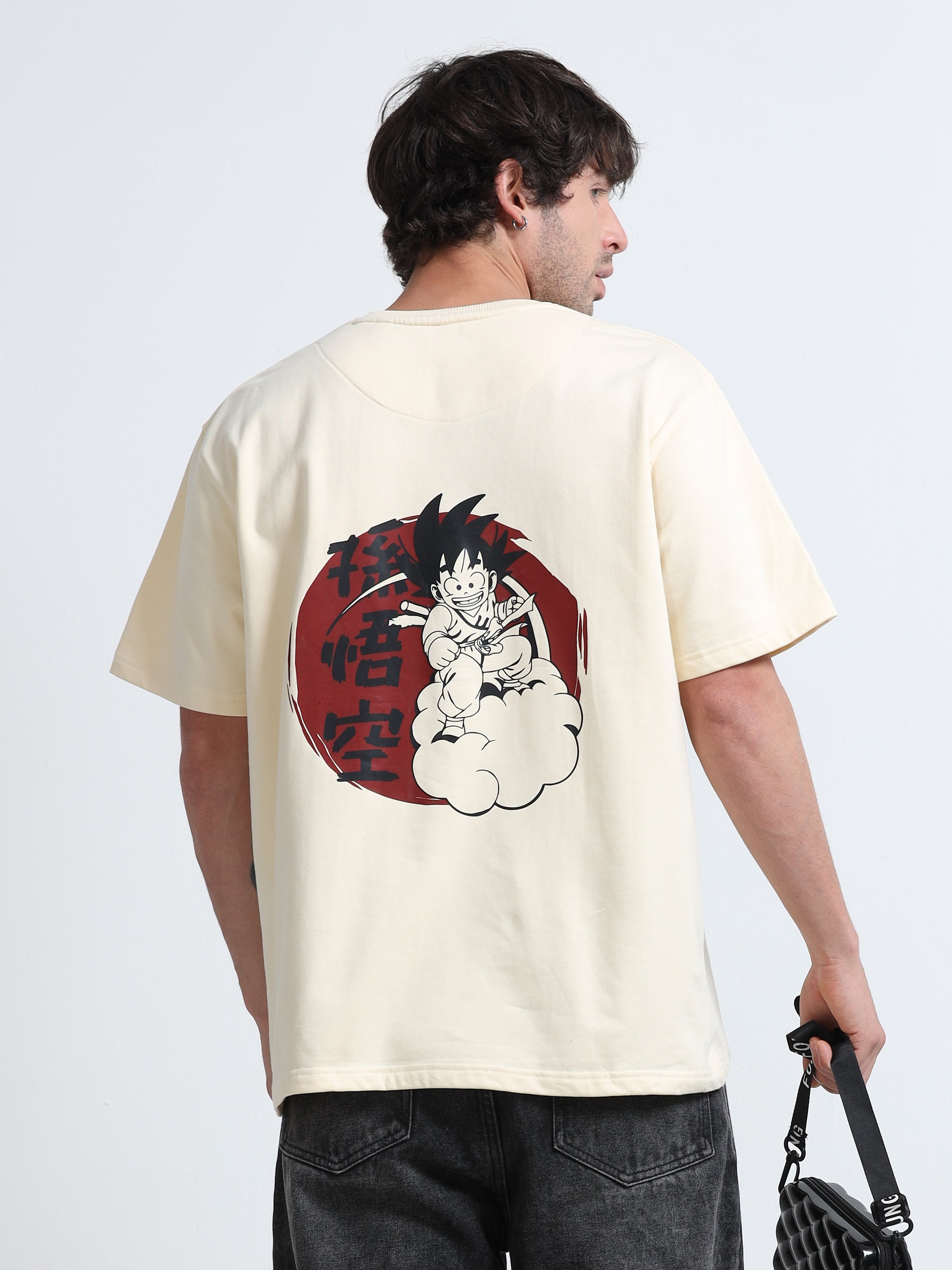Cream Oversized T-Shirt - 100% Cotton Bio Wash Terry
