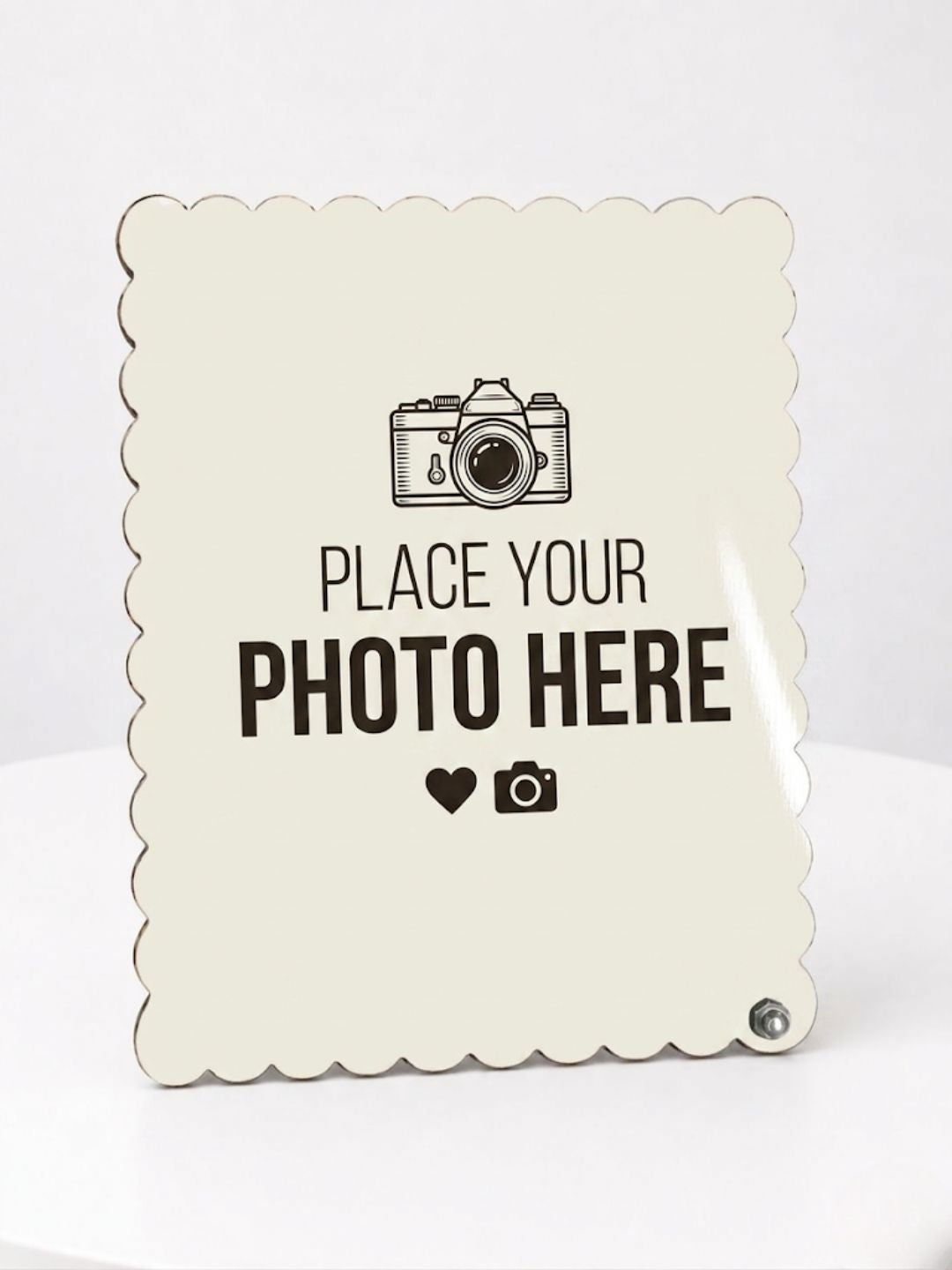 Personalized Scalloped Edge Photo Plaque | Custom Tabletop Picture Display