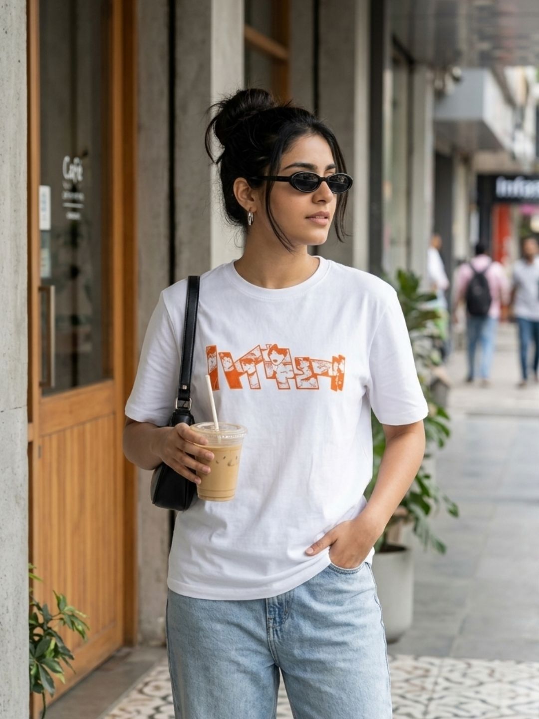 Anime Character Collage Graphic Tee – White