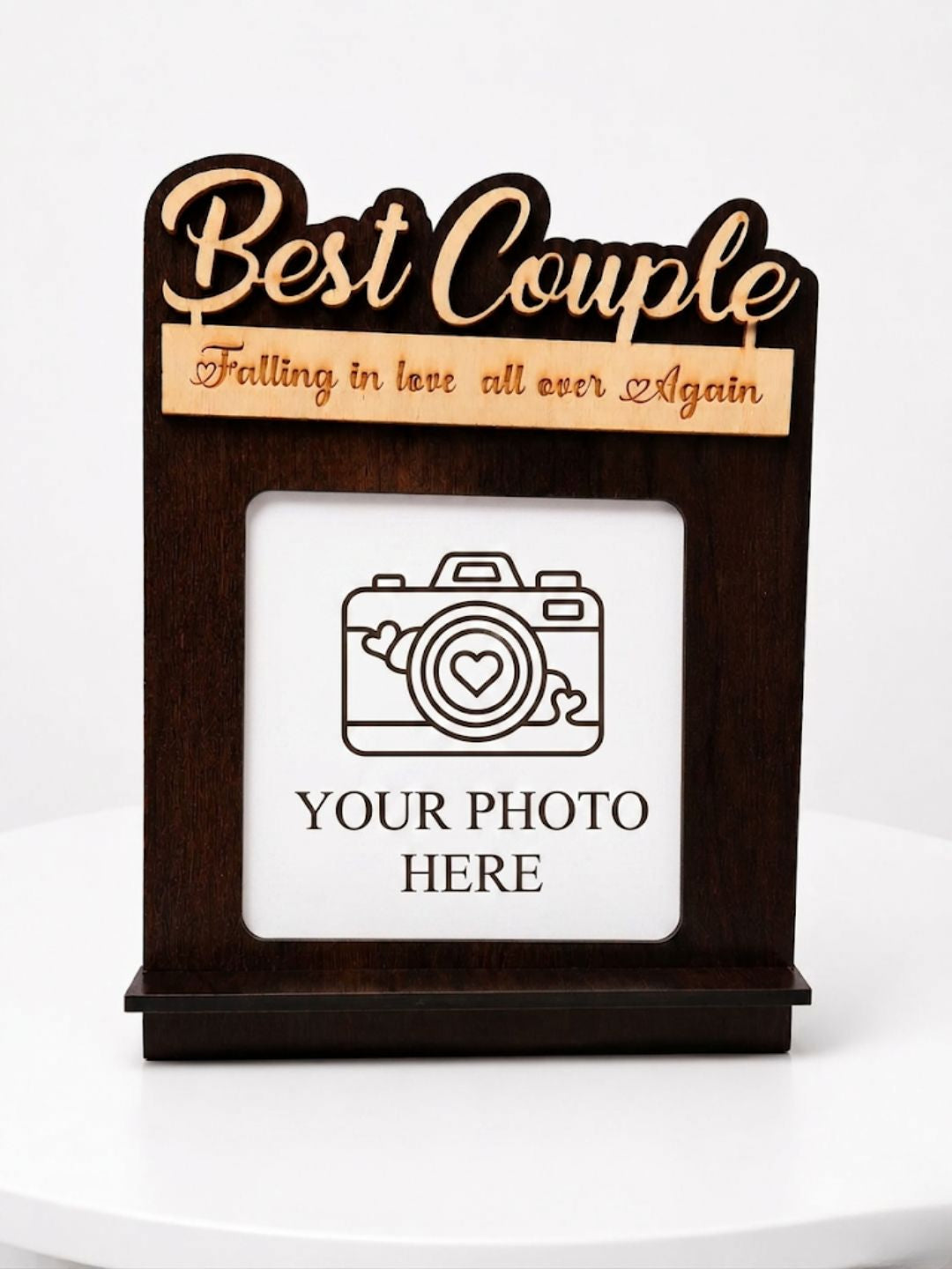 Personalized "Best Couple" Wooden Photo Frame | Custom Anniversary Gift Plaque