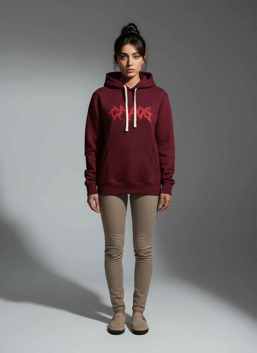 Maroon Women's Hoodie - 100% Cotton Bio Wash Fleece