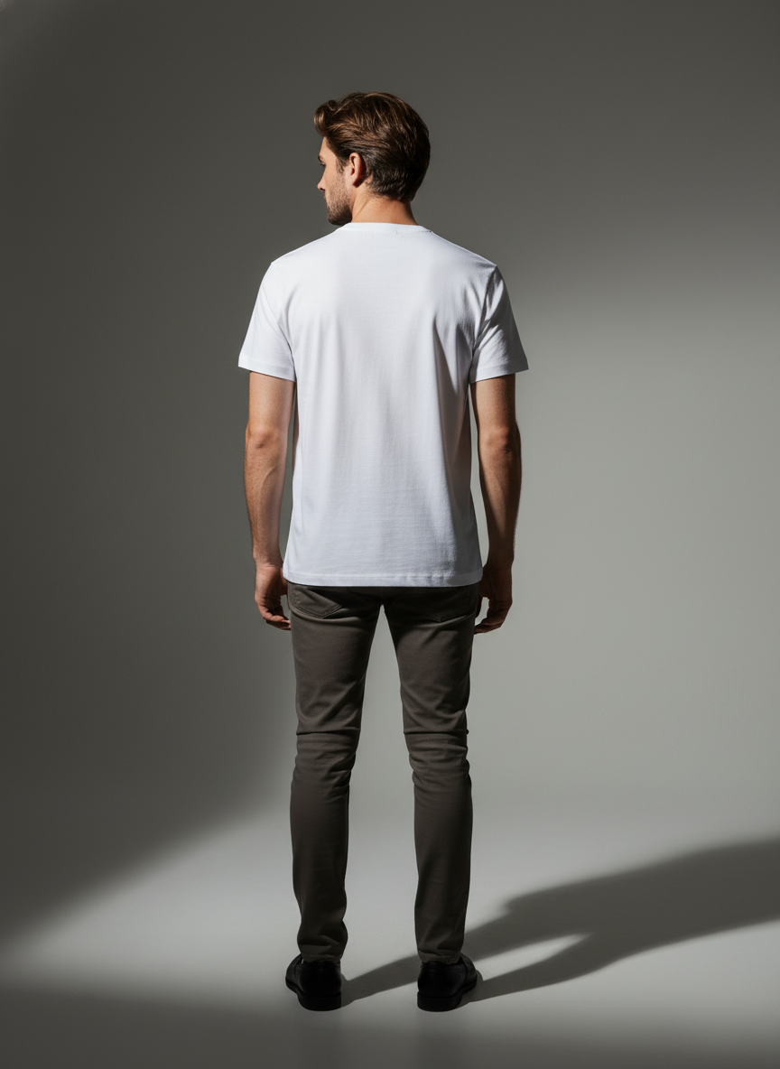 White Round Neck Bio Wash Single Jersey