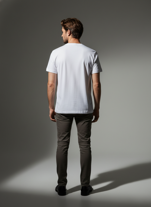 White Round Neck Bio Wash Single Jersey