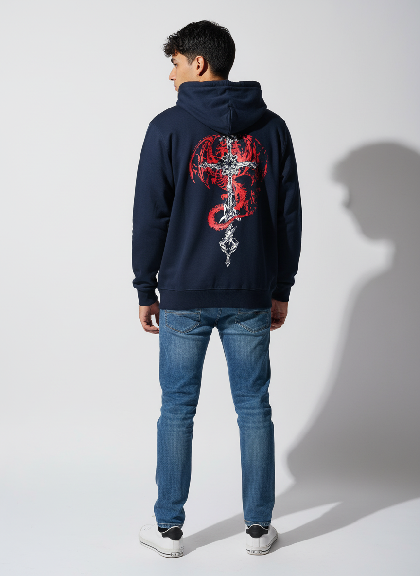Navy Blue Hoodie Bio Wash Fleece