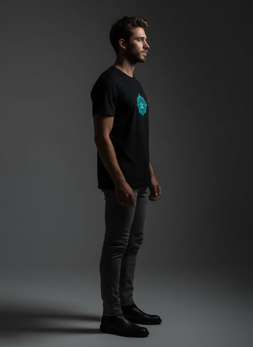 Black Round Neck Bio Wash Single Jersey