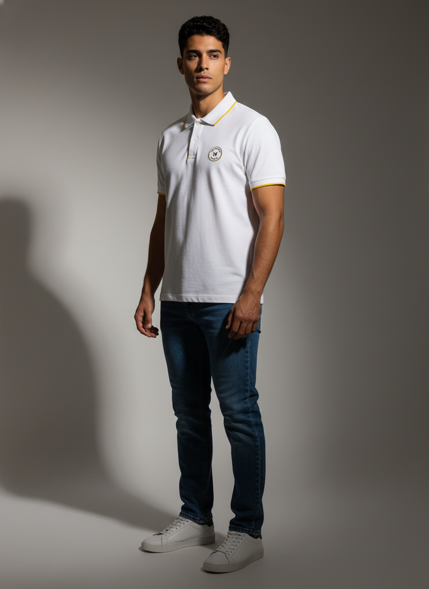 White Polo Bio Wash Pique