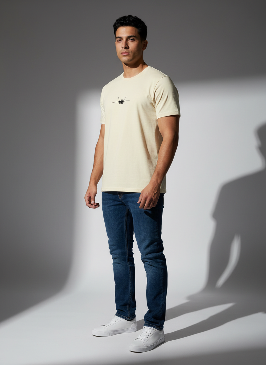 Cream Oversize T-Shirt - Bio Wash Terry Cotton