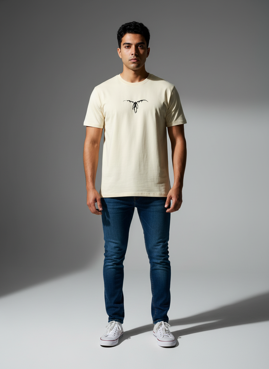 Oversize Cream T-Shirt - Premium Bio Wash Terry