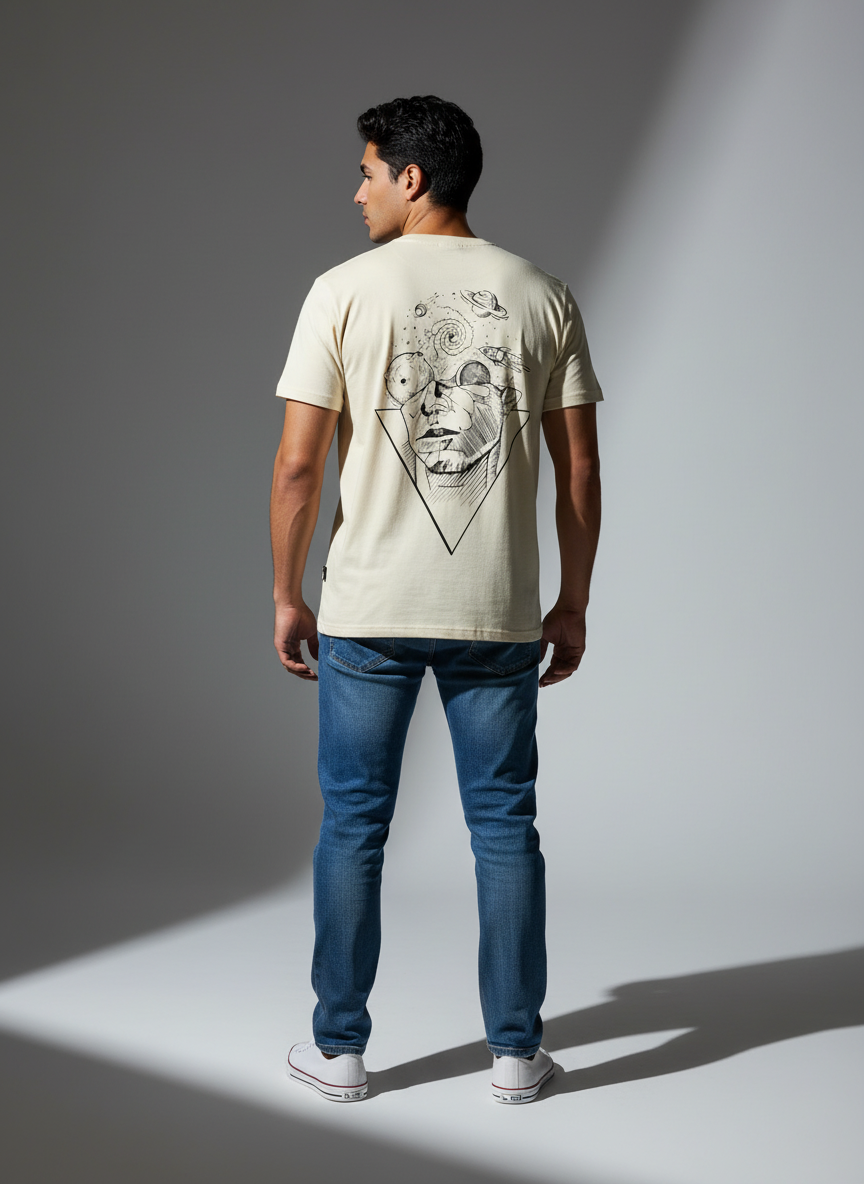 Cream Oversize T-Shirt - Bio Wash Terry Cotton