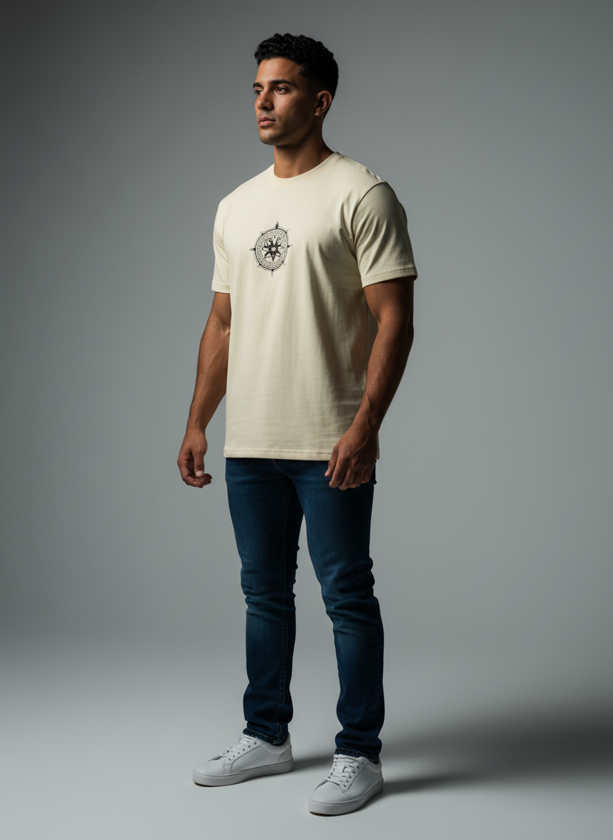 Premium Cream Oversize T-Shirt - Bio Wash Terry