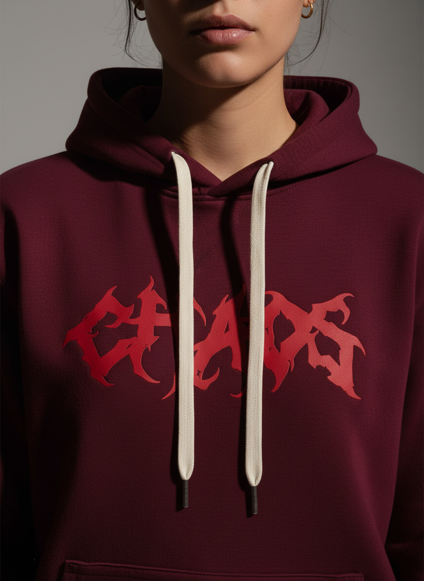 Maroon Women's Hoodie - 100% Cotton Bio Wash Fleece