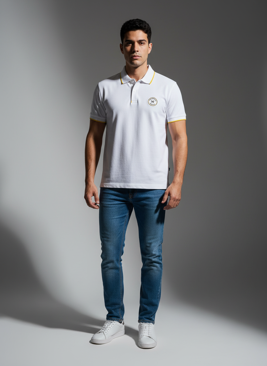 White Polo Bio Wash Pique