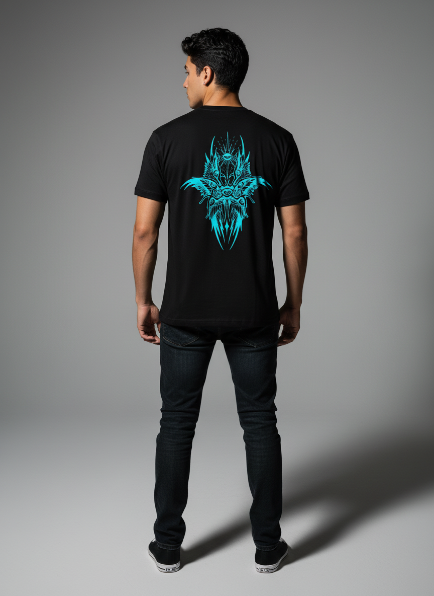 Black Round Neck Bio Wash Single Jersey