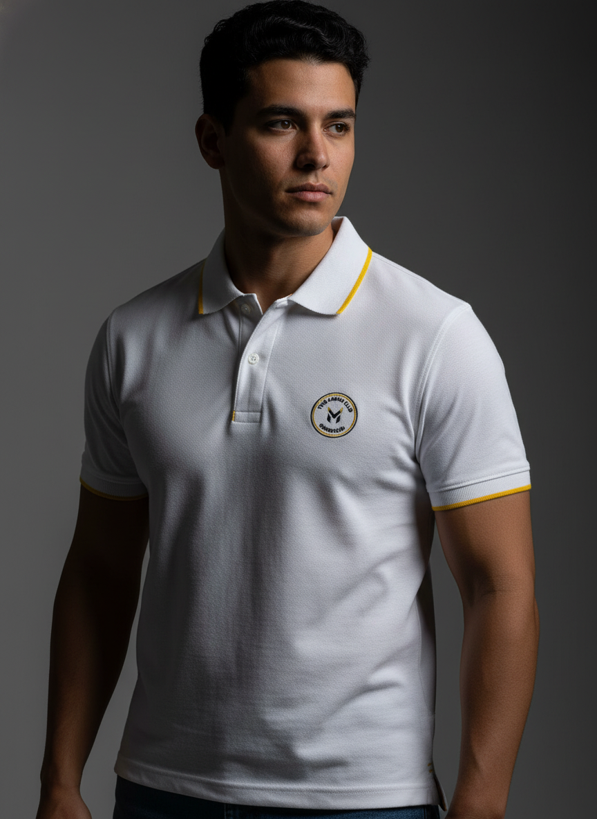 White Polo Bio Wash Pique
