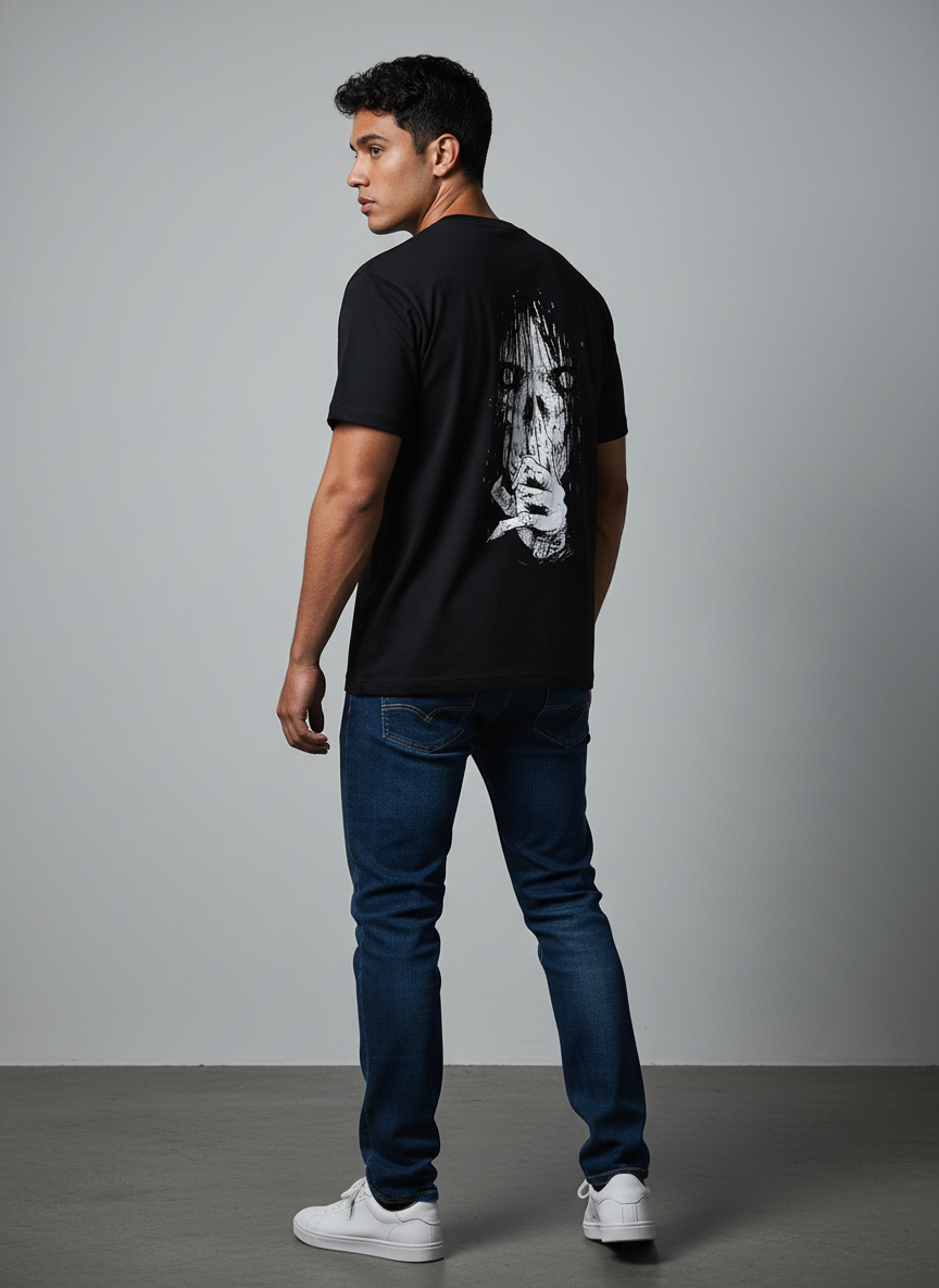 Black Oversized Bio Wash Terry