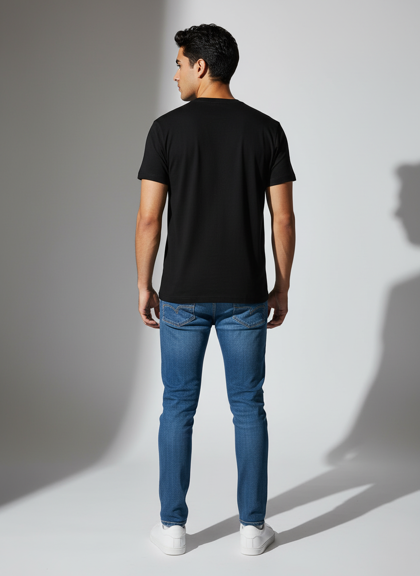 Premium Black Round Neck T-Shirt - Bio Wash Cotton