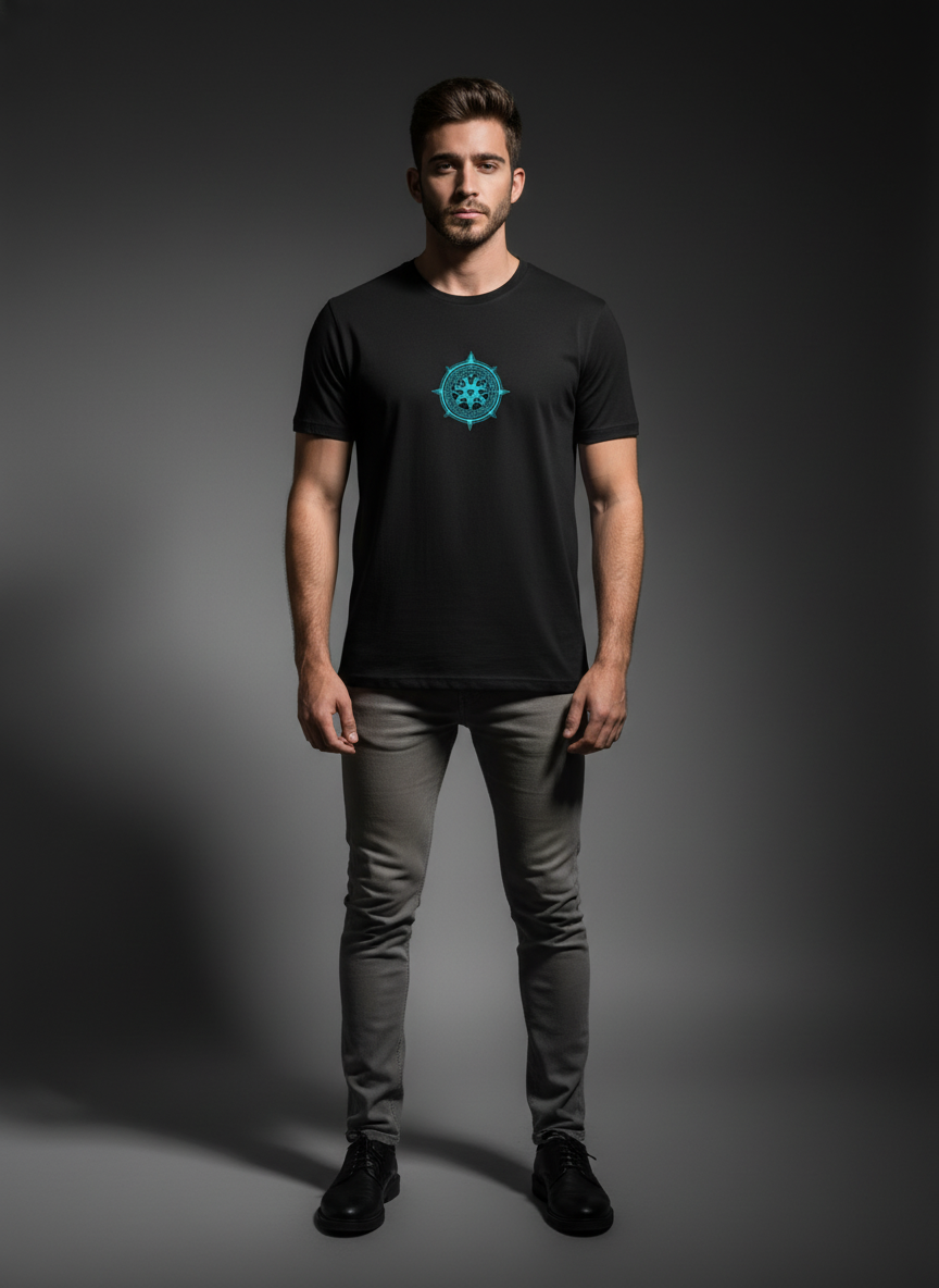 Black Round Neck Bio Wash Single Jersey