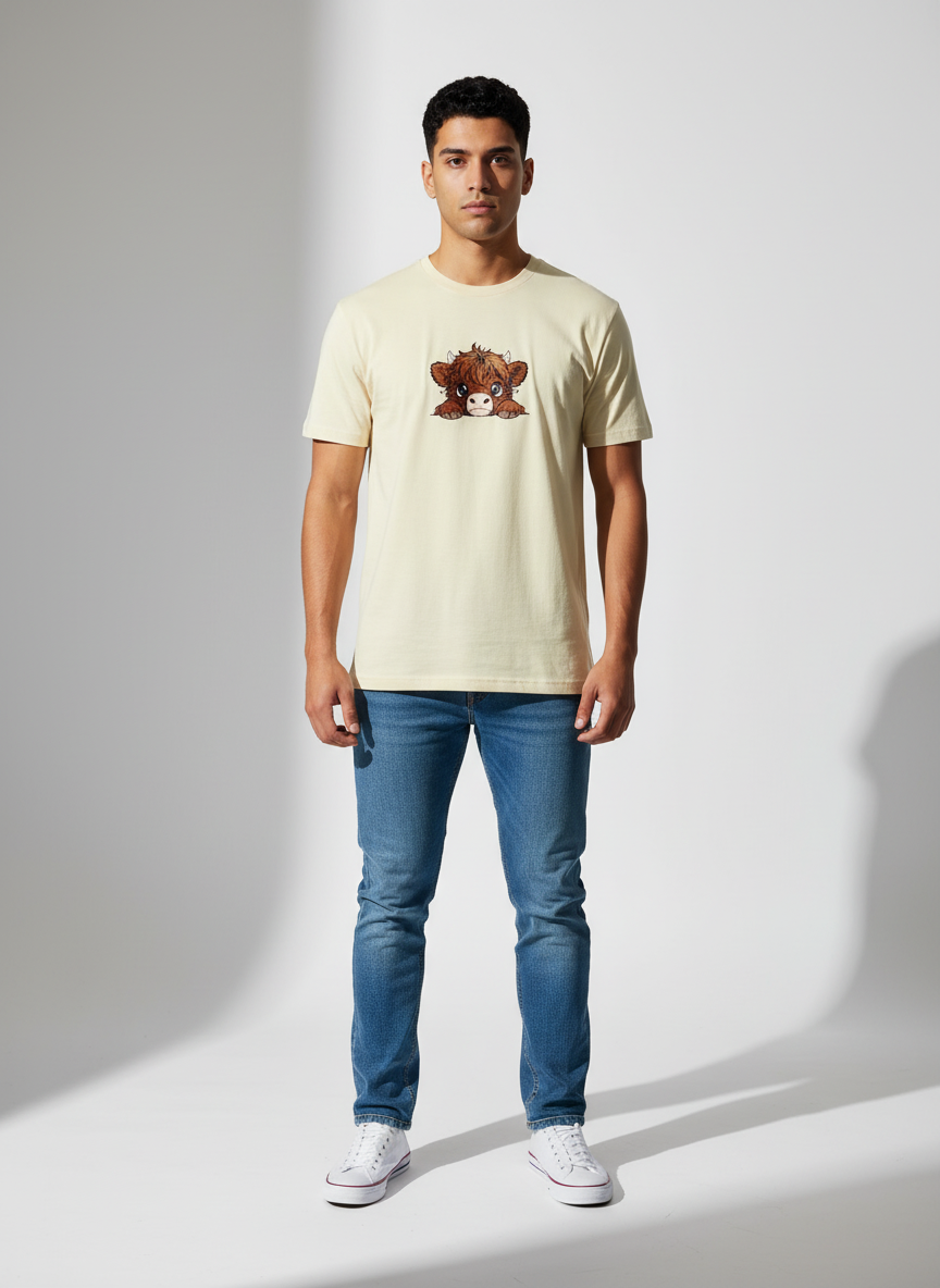 Premium Cream Round Neck T-Shirt - Bio Wash Cotton