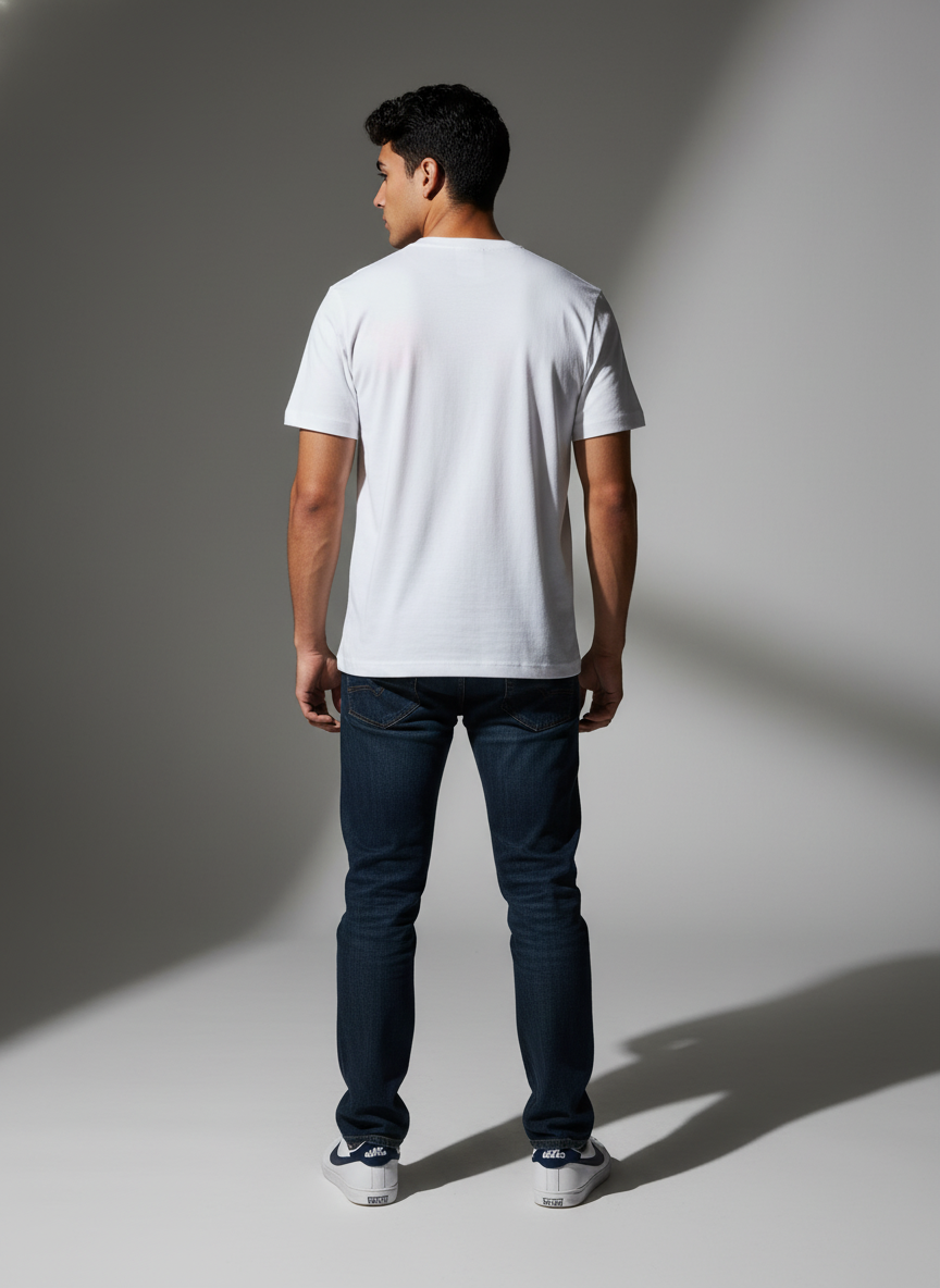 Premium White Round Neck T-Shirt - Bio Wash Cotton