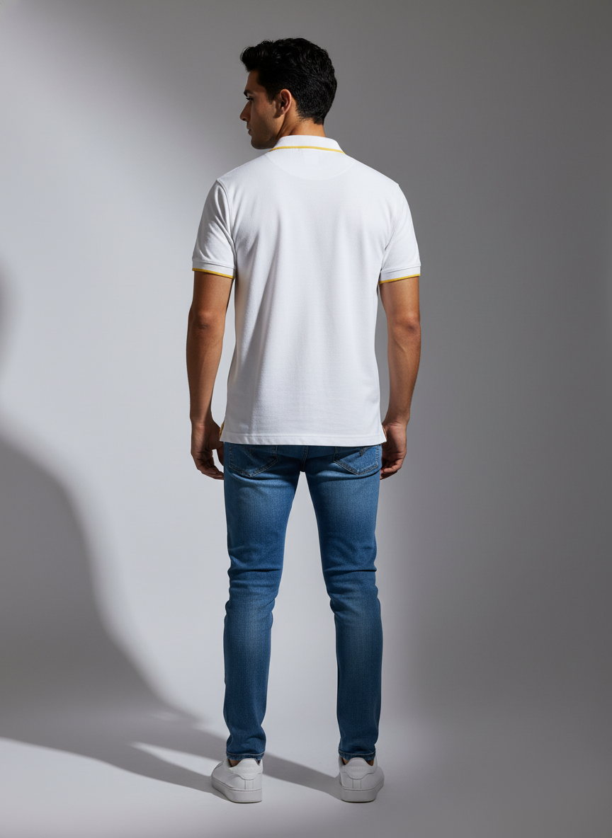 White Polo Bio Wash Pique