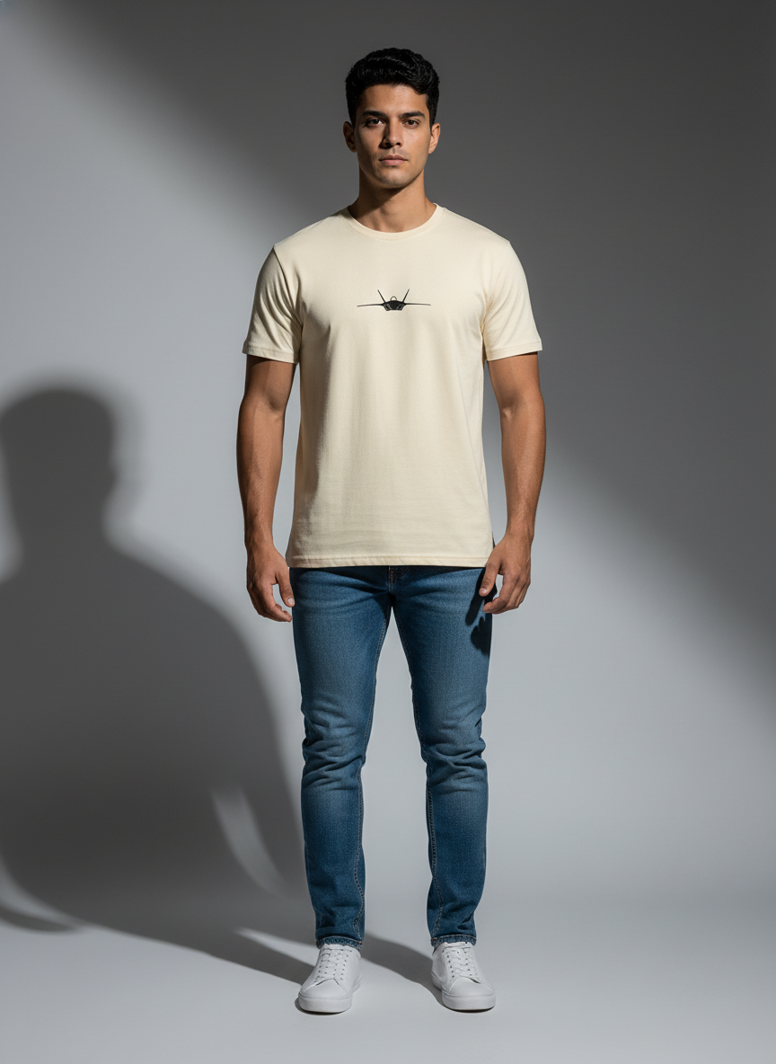 Cream Oversize T-Shirt - Bio Wash Terry Cotton