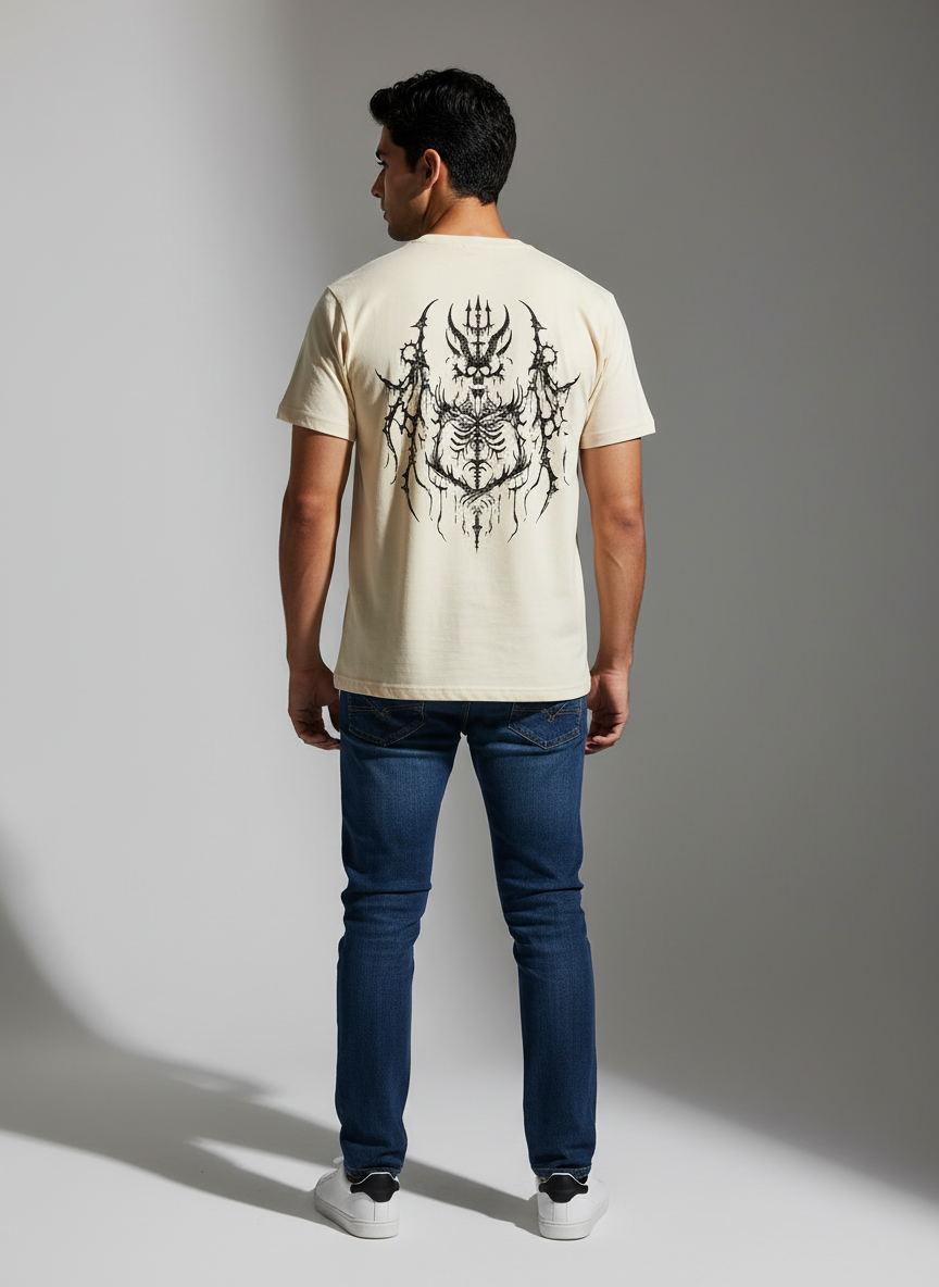 Oversize Cream T-Shirt - Premium Bio Wash Terry