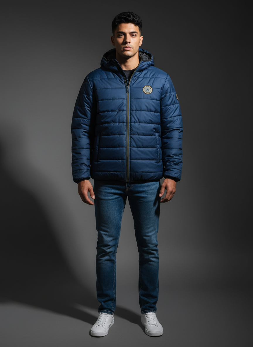 Navy Blue Polyester Jacket