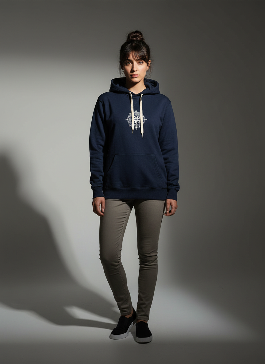 Navy Blue Women's Hoodie - 100% Cotton Bio Wash Fleece