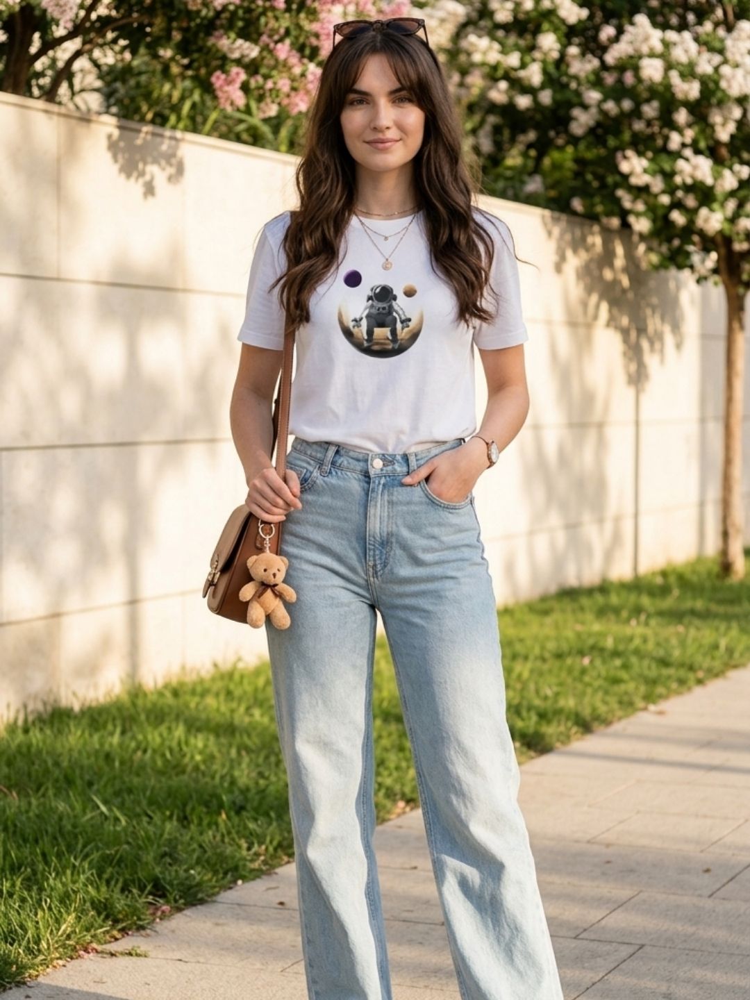 Astronaut Moon Graphic Tee – White