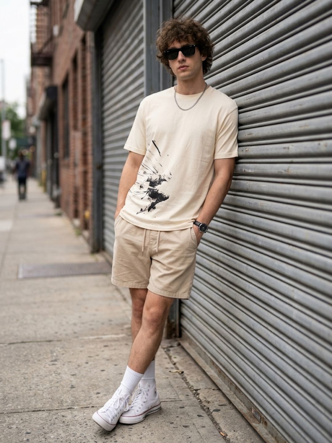 Cream Round Neck T-Shirt - 100% Cotton Bio Wash