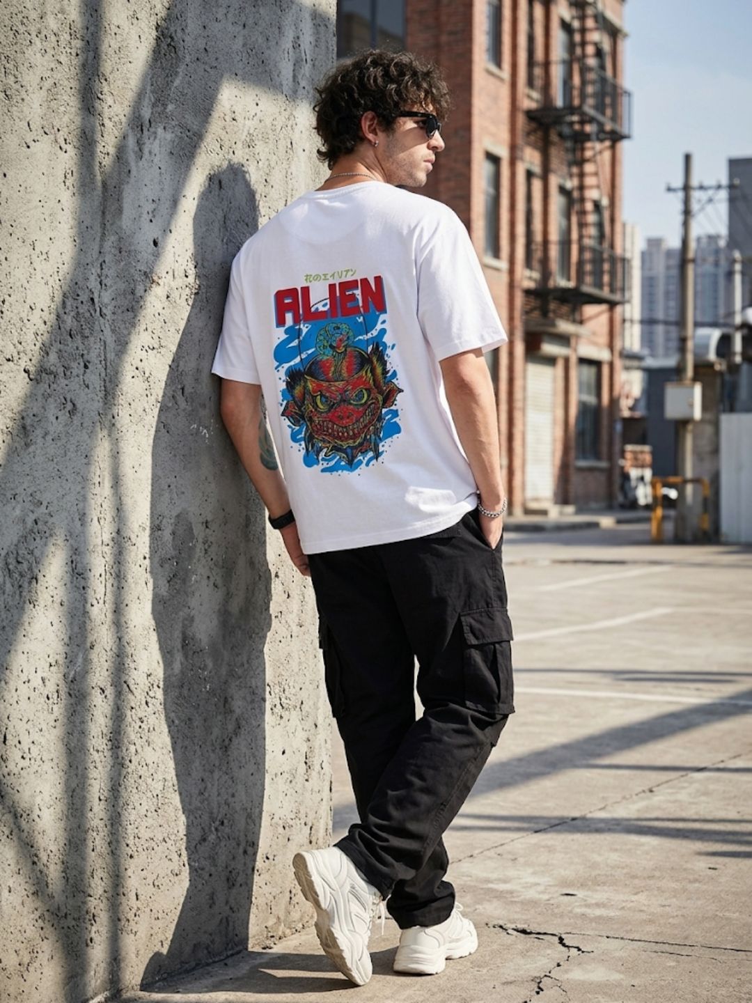 White Oversized T-Shirt - 100% Cotton Bio Wash Terry