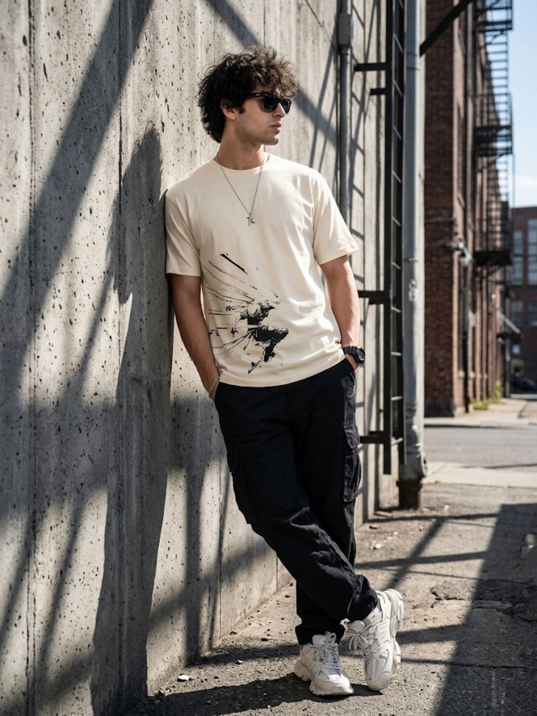 Cream Round Neck T-Shirt - 100% Cotton Bio Wash