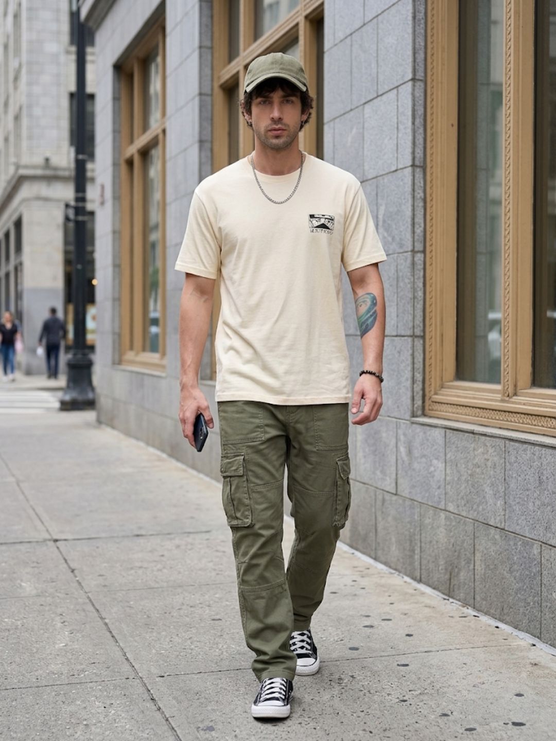 Cream Round Neck T-Shirt - 100% Cotton Bio Wash