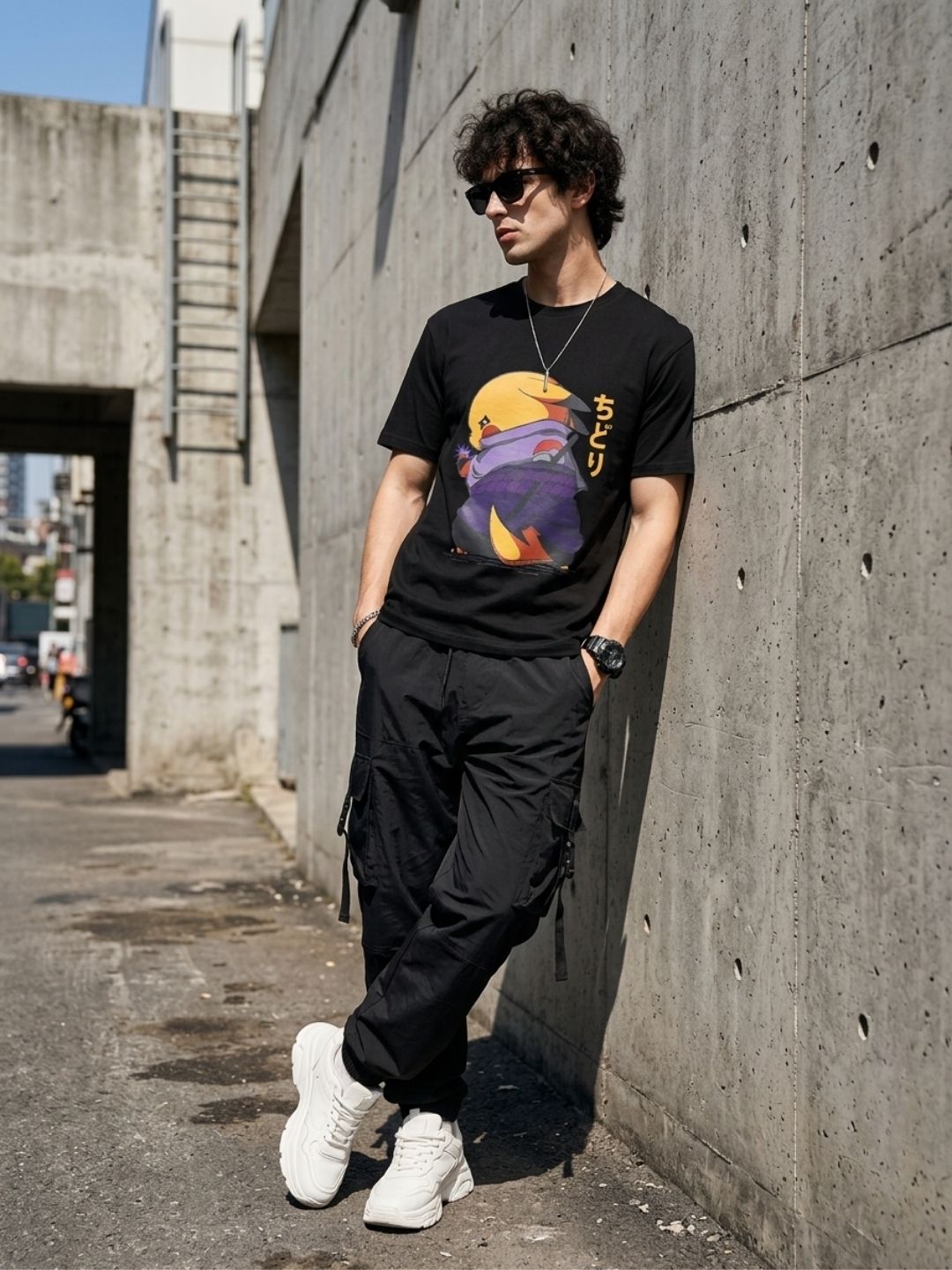 Black Round Neck T-Shirt - 100% Cotton Bio Wash