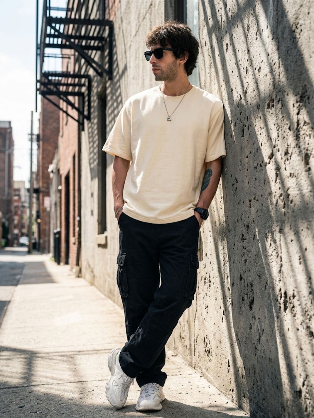 Cream Oversized T-Shirt - 100% Cotton Bio Wash Terry