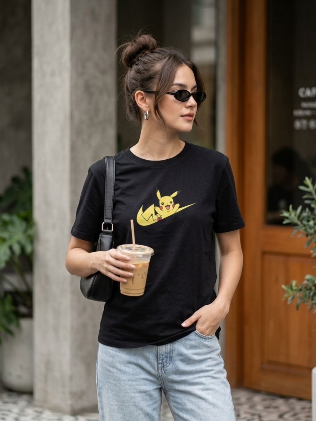 Pikachu Swoosh Graphic Tee – Black