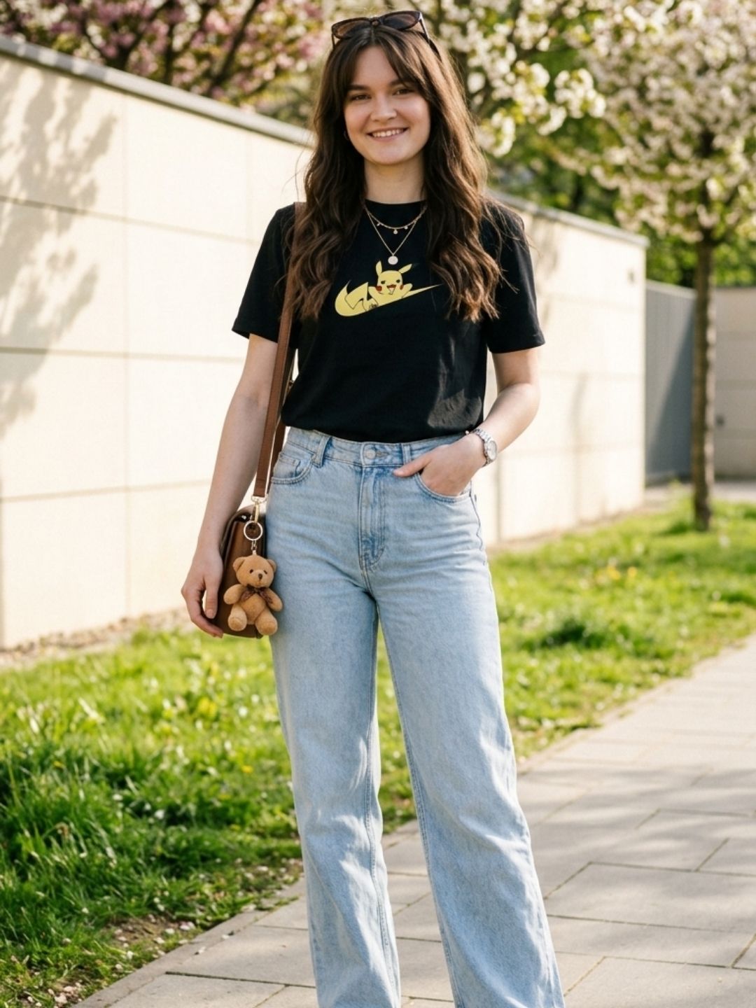 Pikachu Swoosh Graphic Tee – Black