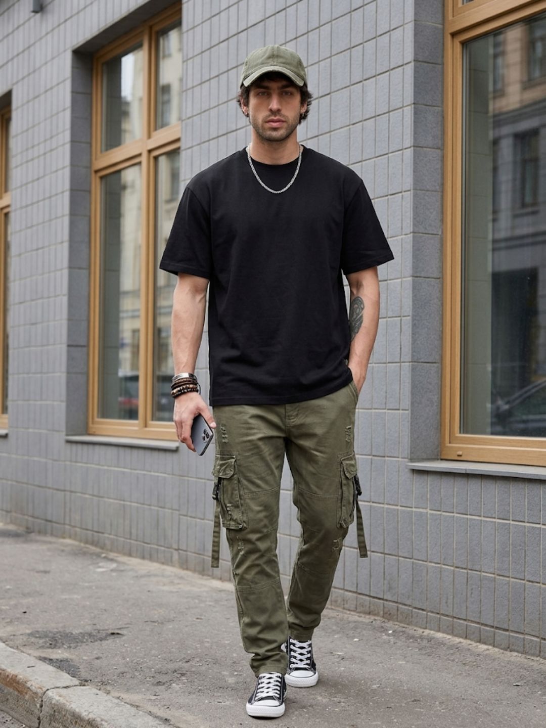 Black Oversized T-Shirt - 100% Cotton Bio Wash Terry