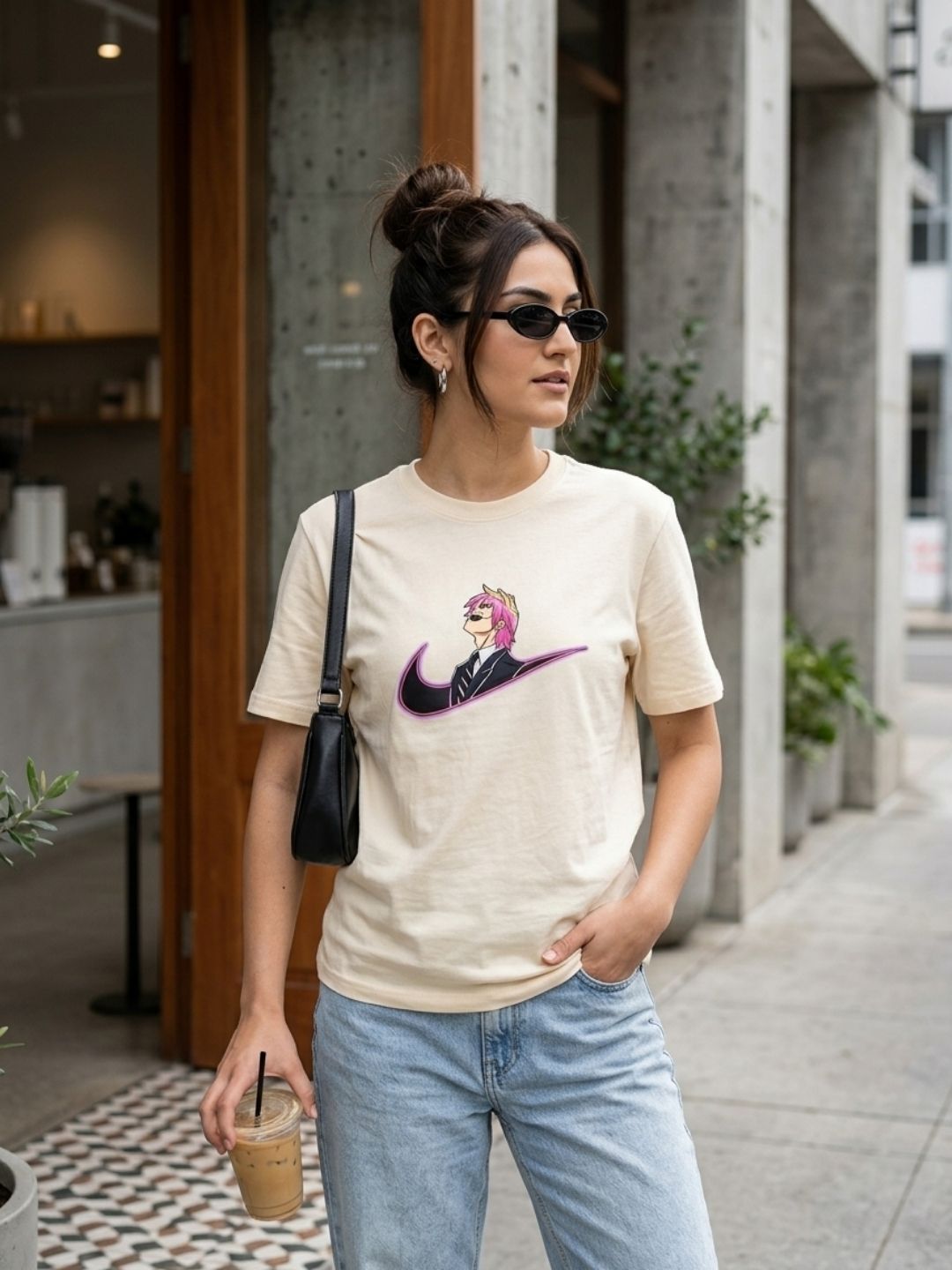 Anime Swoosh Graphic Tee – Cream