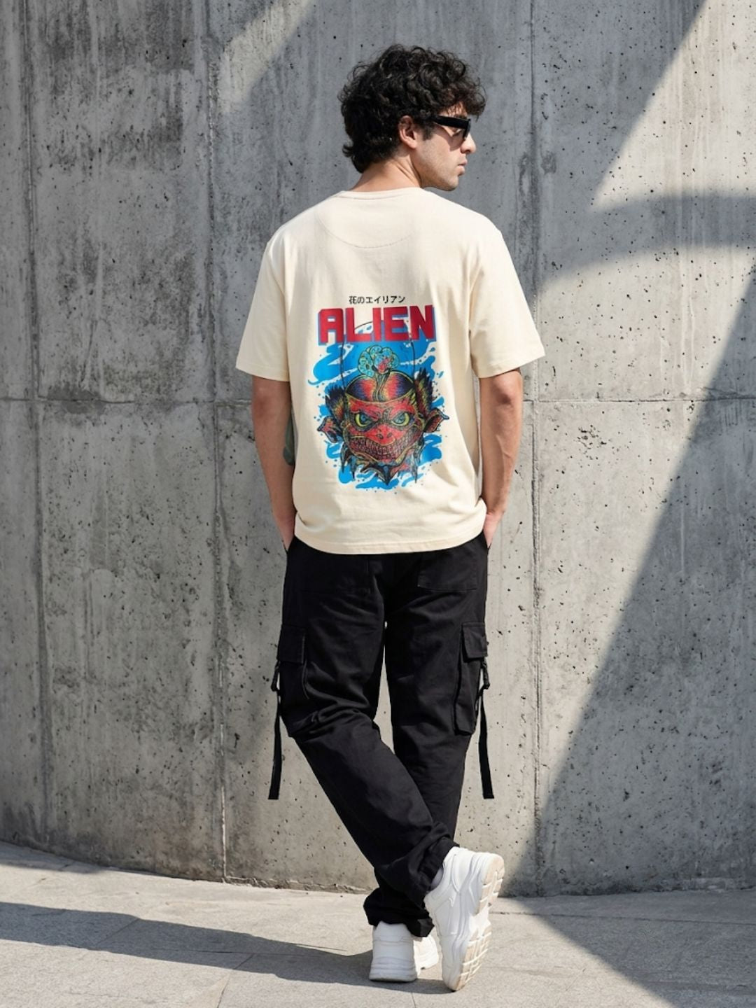 Cream Oversized T-Shirt - 100% Cotton Bio Wash Terry