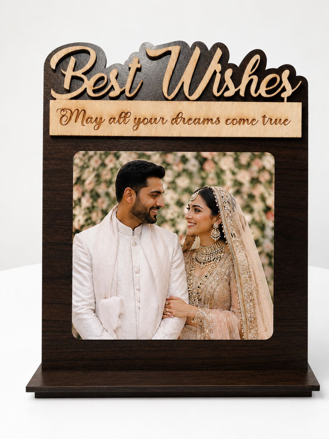 Personalized "Best Wishes" Wooden Photo Frame | Custom Engraved Gift Plaque