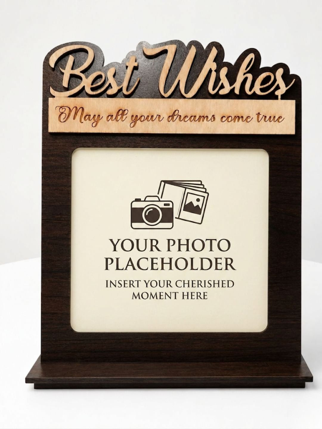Personalized "Best Wishes" Wooden Photo Frame | Custom Engraved Gift Plaque