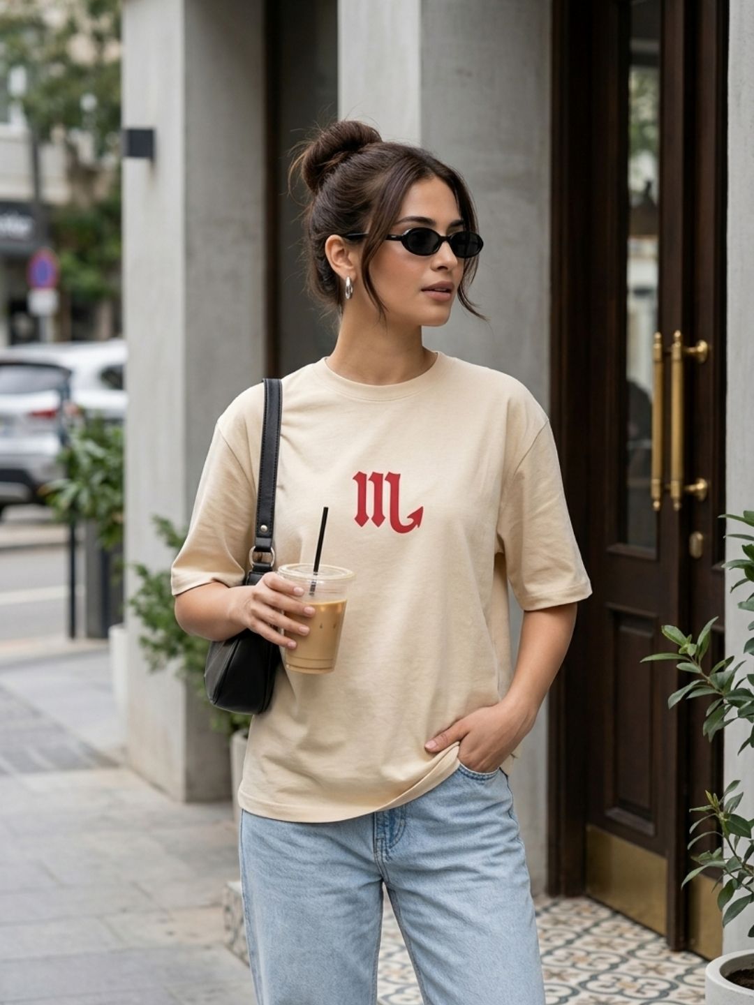 Scorpio Oversized Graphic Tee – Cream