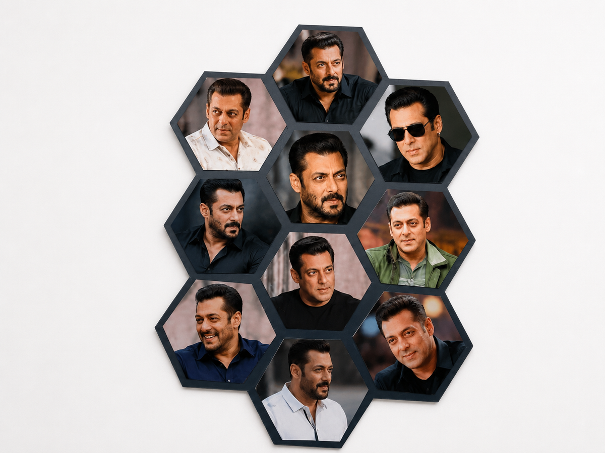 Hexagon honeycomb 10-in-1 collage photo frame set dark matte wall art