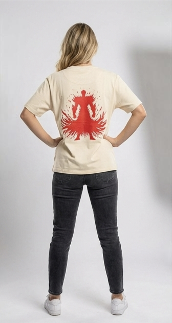 Crimson Aura Oversized Graphic Tee – Cream