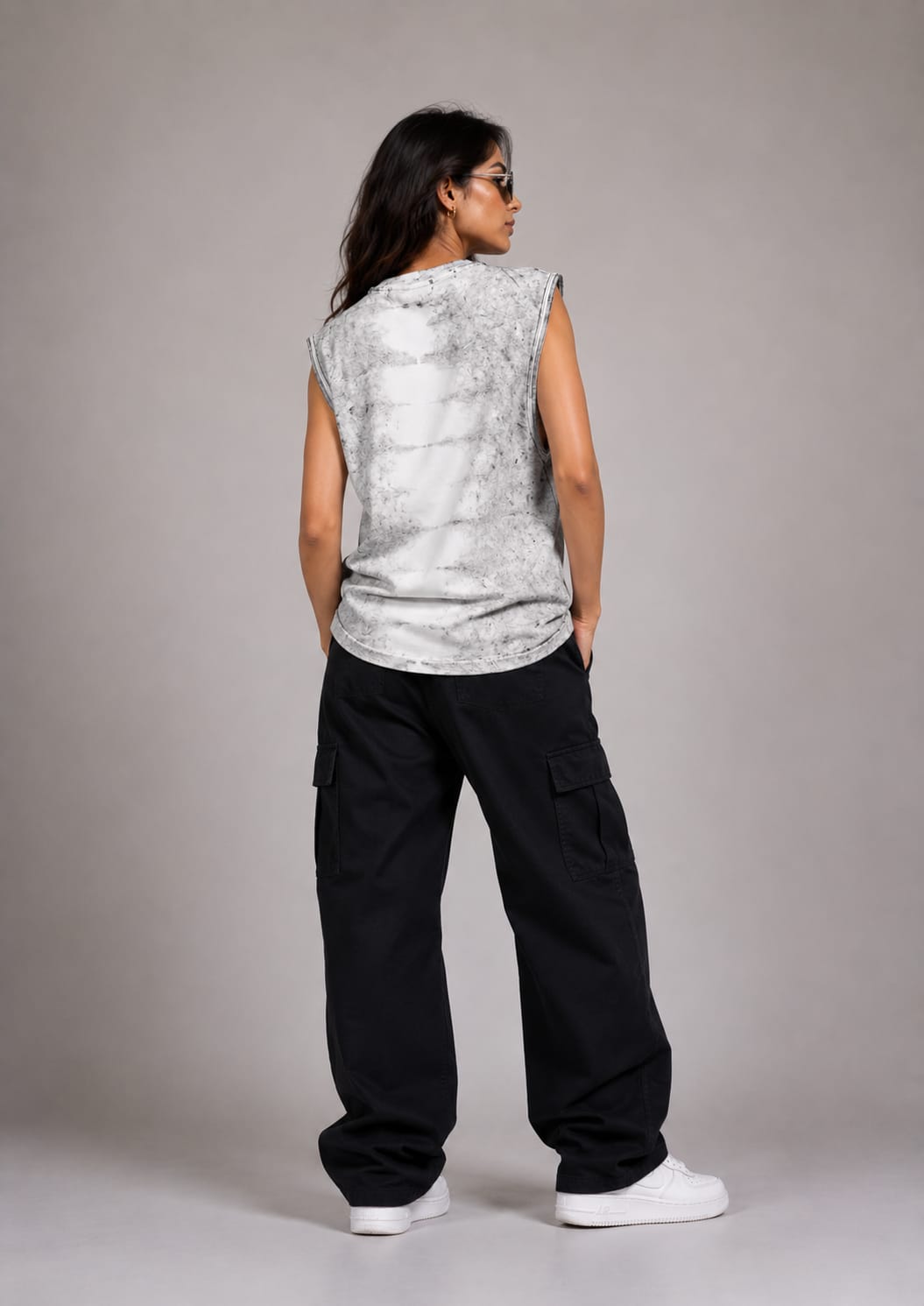 The Modvue Oversized Acid Wash Cyber Bull Muscle Tee | Women's Streetwear Tank