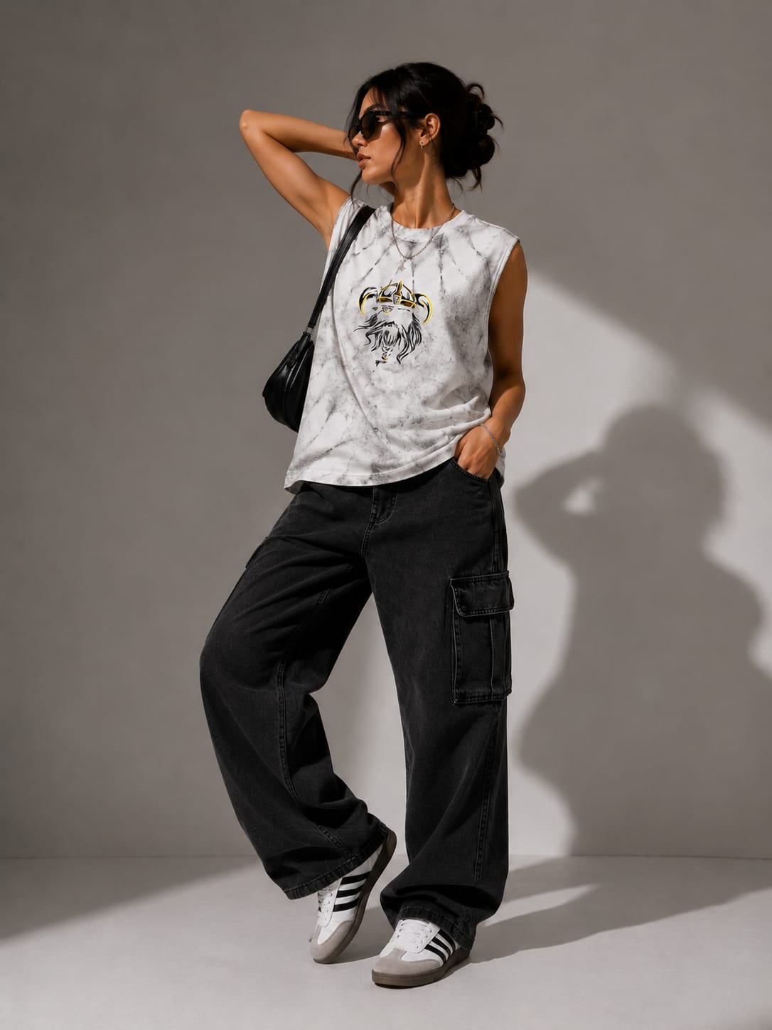 The Modvue Oversized Acid Wash Viking Muscle Tee | Women's Streetwear Tank
