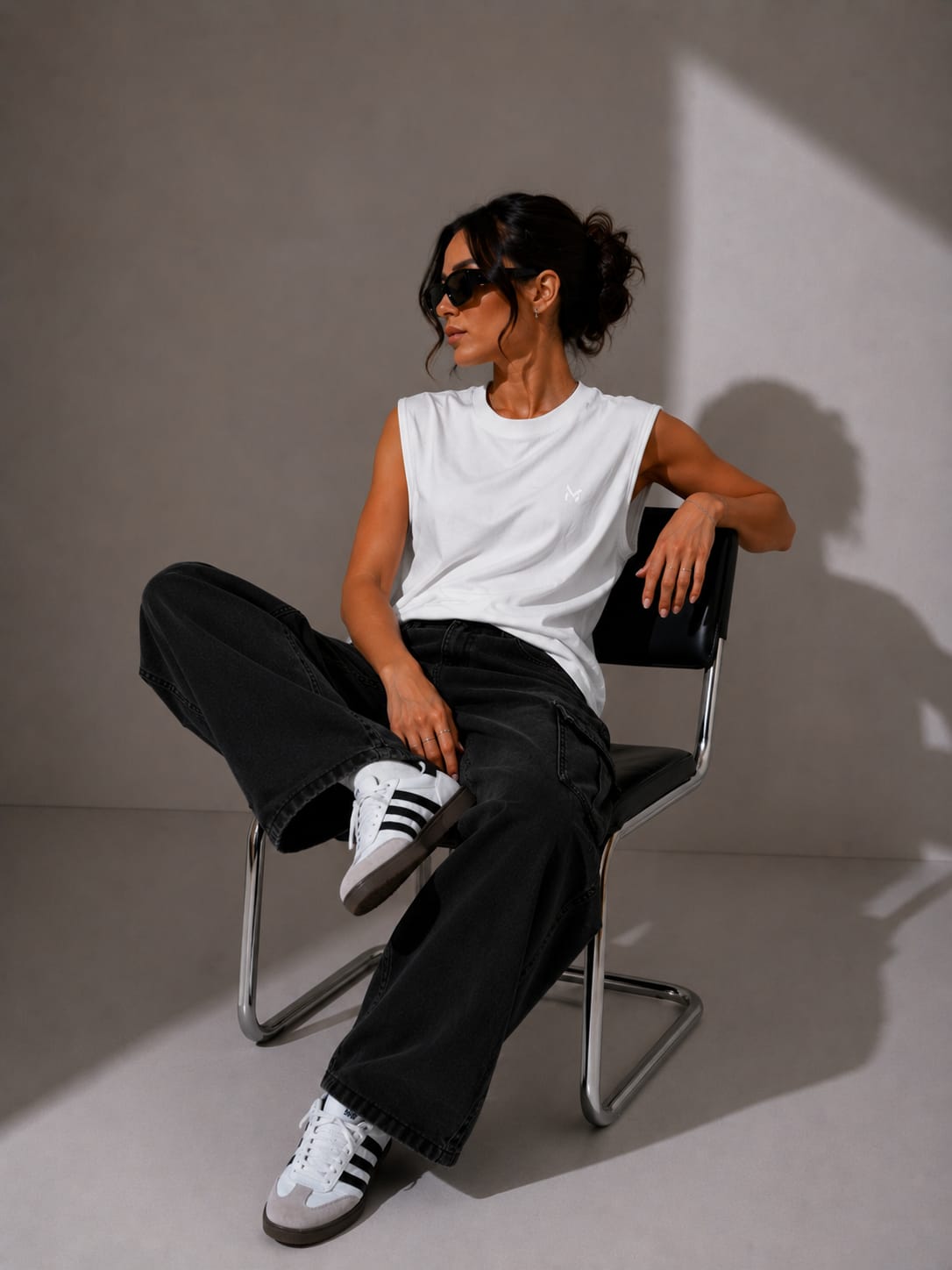 The Modvue Oversized White Muscle Tee | Women's Minimalist Streetwear Tank